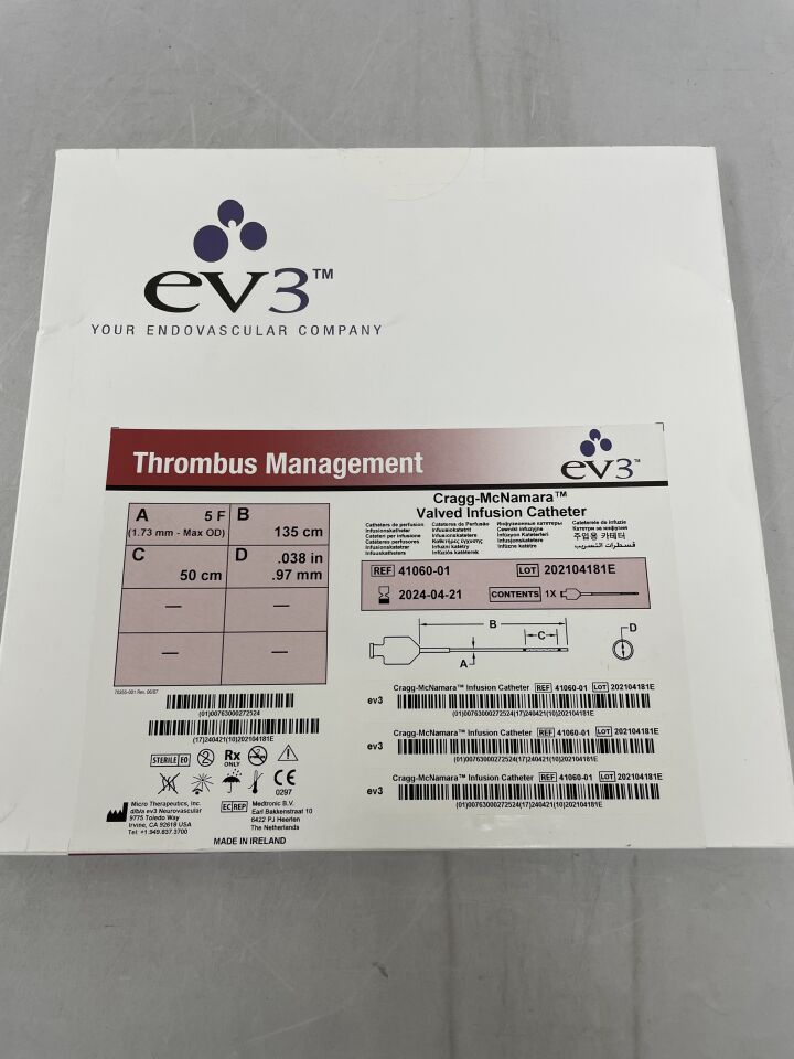 41060-01 - EV3 - ev3 Cragg-McNamara Valved Infusion Catheter 5F x 135cm x 50cm, (BX/1) - ( Expiry Date: 2024-04-21 )
