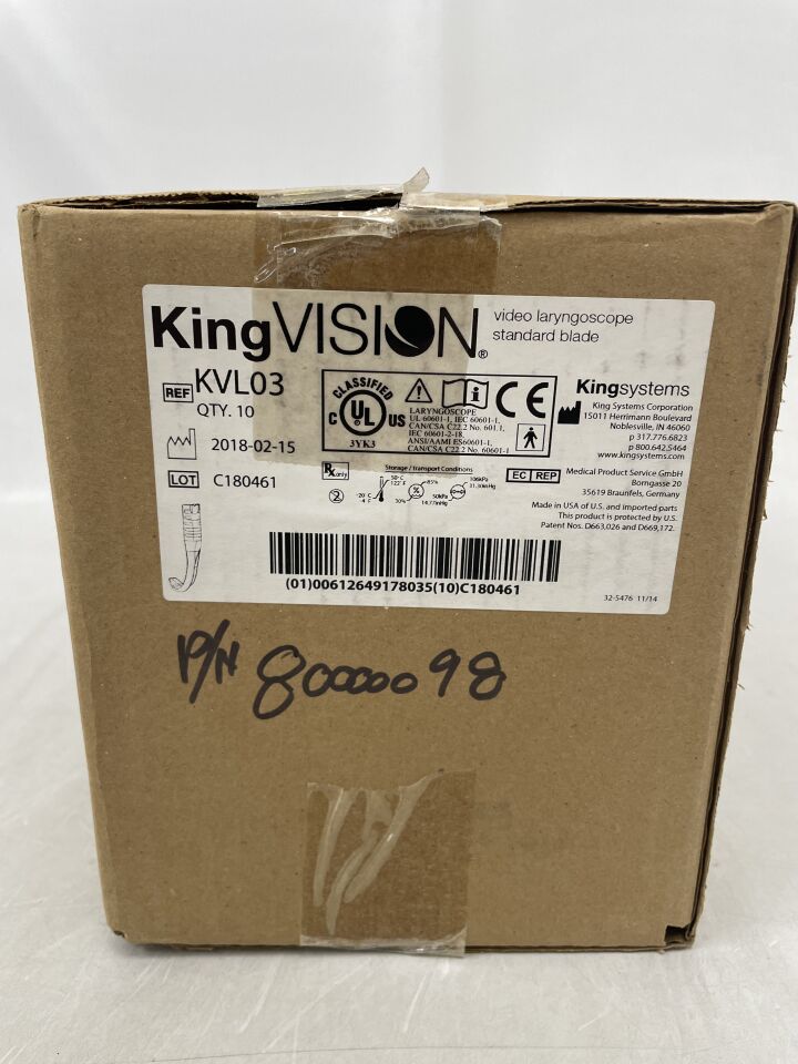 KVL03 - KING SYSTEMS - 視訊喉鏡標準鏡片，#3，（10支裝）-（有效期至：2099年12月31日）