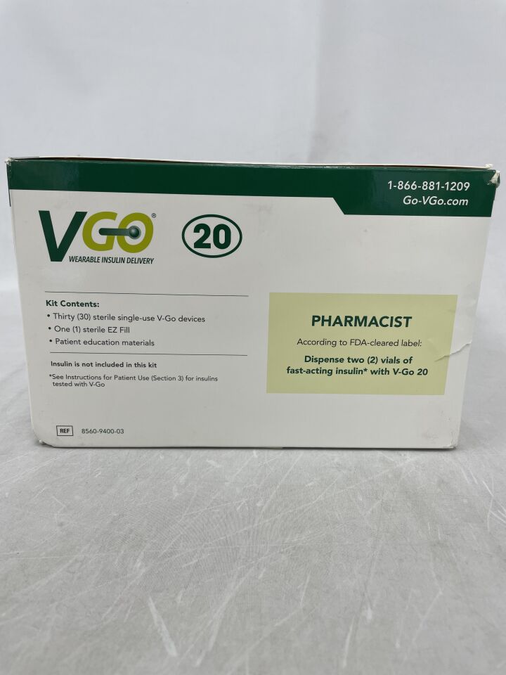 940003 - MANNKIND - V-GO 20U Disposable Insulin Delivery Device, (BX/30) - ( Expiry Date: 2025-02-28 )