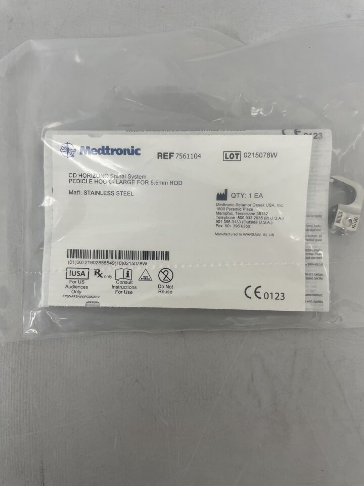 7561104  -  MEDTRONIC  -  CD HORIZON Spinal System Pedicle Hook, Large , ( EA )  -  ( Expiry Date : 2099-12-31 )