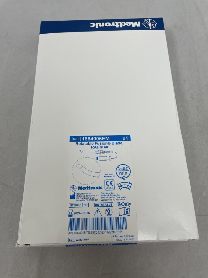 1884006EM - MEDTRONIC - 4.0mm RAD 40 Curved Rotatable Blade with Automated EM Tracking, (BX/1) - ( Expiry Date: 2024-03-25 )