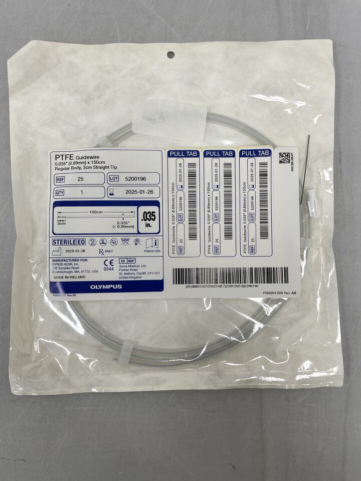 25BX - OLYMPUS - PTFE Guidewire 0.035" x 150cm, 3cm Flex Tip, (EA) - ( Expiry Date: 2025-01-26 )