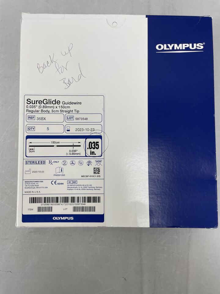 35BX - OLYMPUS - SureGlide Guidewire 0.035" x 150cm Regular Body, 3cm Straight Tip, (BX/5) - ( Expiry Date: 2023-10-23 )