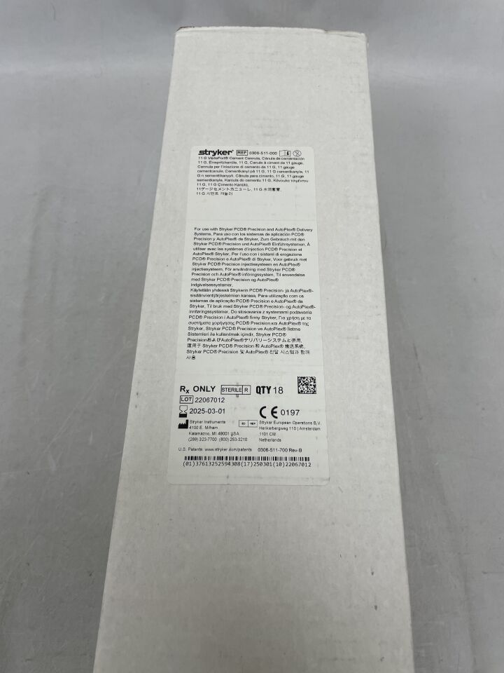 0306-511-000 - STRYKER - VertePort Cement Cannula 11G, (BX/18) - ( Expiry Date: 2025-03-01 )
