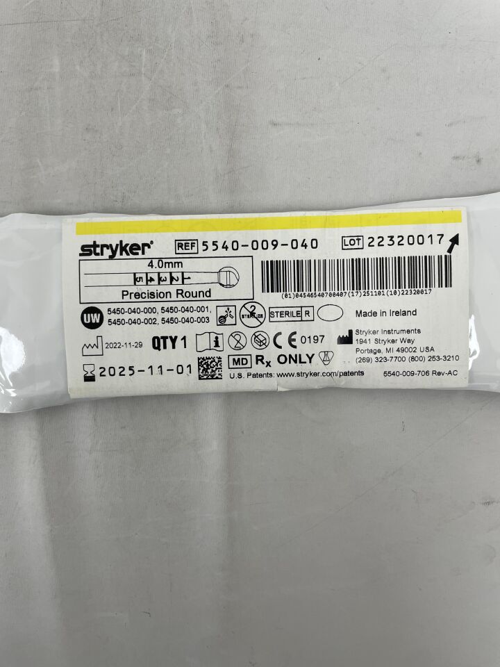 5540-009-040  -  STRYKER  -  Precision Round Burr, 4 mm Head Diameter , ( EA )  -  ( Expiry Date : 2025-11-01 )
