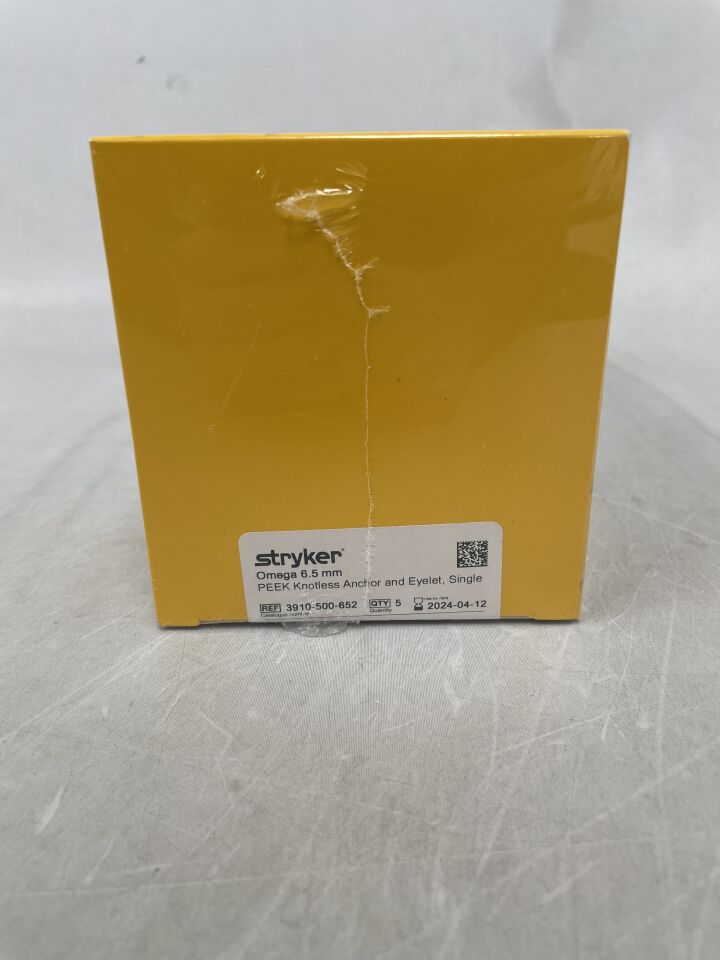 3910-500-652 - STRYKER - Omega, 6.5mm PEEK Knotless Anchor + Eyelet, (BX/5) - ( Expiry Date: 2024-04-12 )