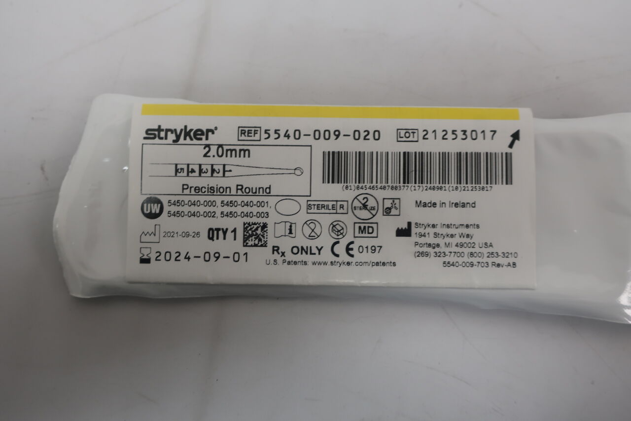 5540-009-020 - STRYKER - Precision Round Burr, 2 mm Head Diameter, (EA) - ( Expiry Date: 2025-04-01 )