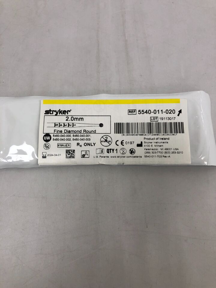 5540-011-020 - STRYKER - Round Fine Diamond Bur, 2.0mm, (EA) - ( Expiry Date: 2025-01-01 )