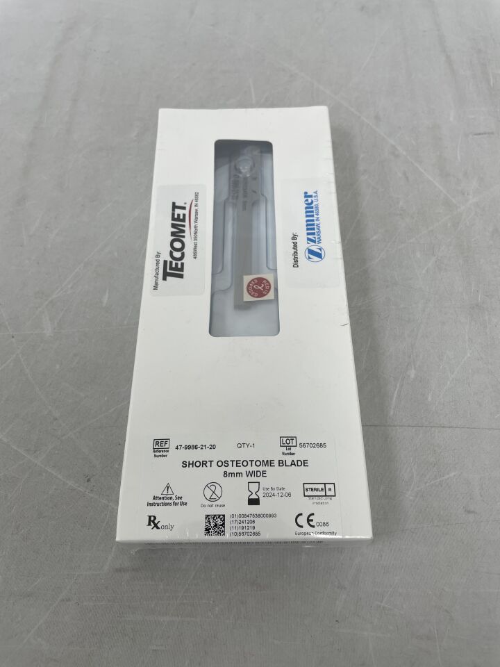 47-9986-021-20 - ZIMMER - Short Osteotome Blade, 8 mm, (BX/1) - ( Expiry Date: 2024-12-06 )