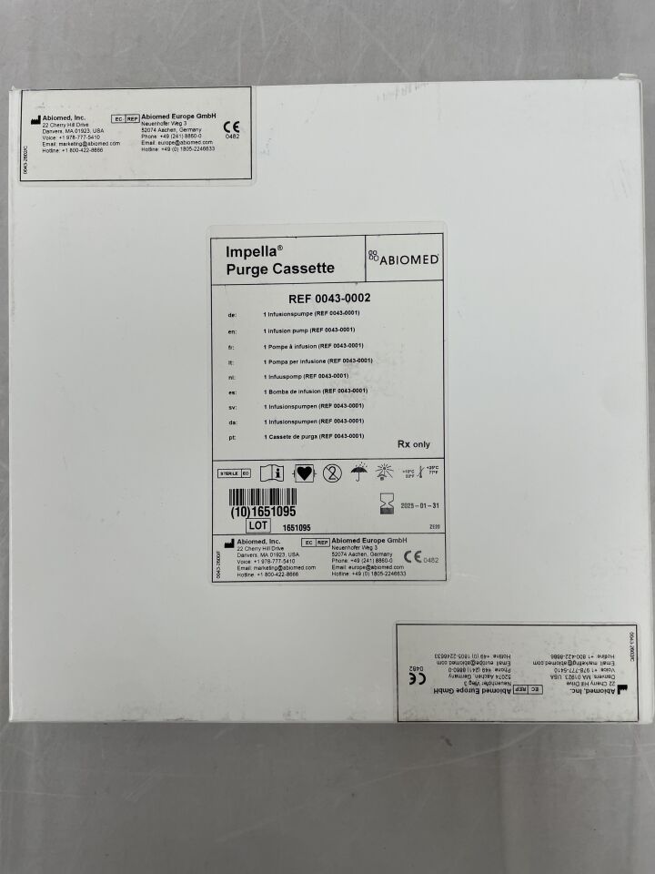 0043-0002 - ABIOMED - Purge Cassette for the Impella Controller, (BX/1) - ( Expiry Date: 2025-01-31 )