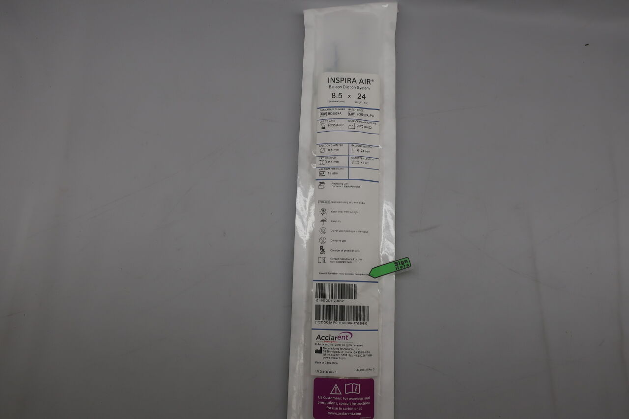 BC8524A - ACCLARENT - INSPIRA AIR BALLOON DILATION SYSTEM, 8.5x24, (EA) - ( Expiry Date: 2023-12-07 )