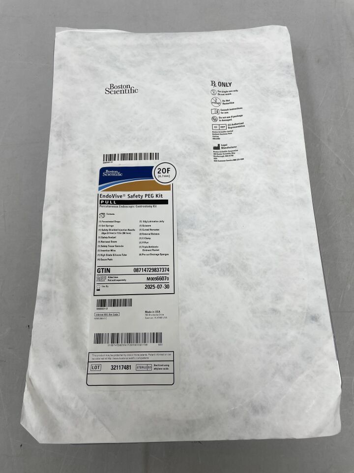 6607 - BOSTON SCIENTIFIC - Kit de seguridad PEG EndoVive (gastrostomía endoscópica percutánea) - Tirar - 20 Fr, (cada uno) - (Fecha de caducidad: 30/07/2025)