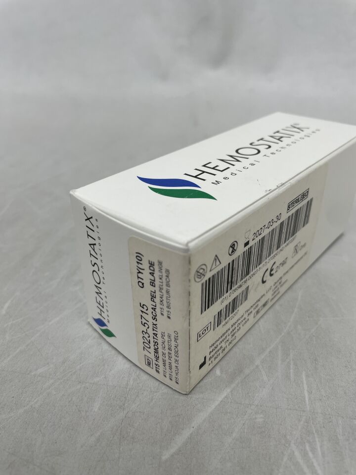 7023-5715 - HEMOSTATIX MEDICAL - Sistema de bisturí térmico n.° 15, modelo 5715, hoja (BX/10) - (Fecha de caducidad: 30/03/2027)