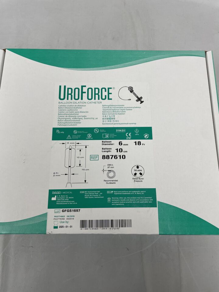 887610 - BARD - Uroforce Balloon Dilation Catheter 6mm x 100mm, 75cm w/Inflation Device, (BX/1) - ( Expiry Date: 2025-01-01 )