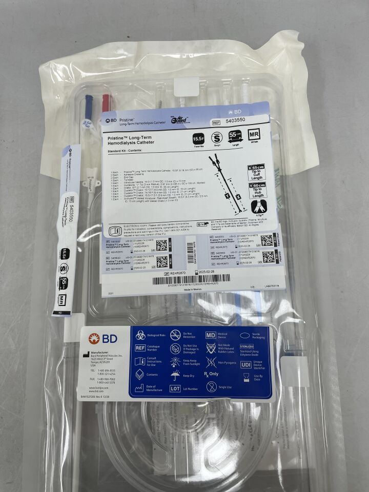 5403550 - BARD - glidepath lt hemodialysis catheter, straight, standard 14.5f / 50cm / 55cm, preloaded, (EA) - ( Expiry Date: 2025-02-28 )