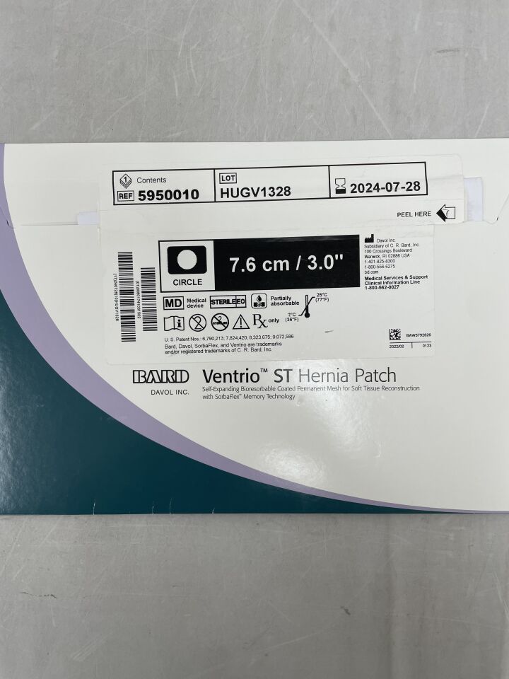 5950010 - BARD - Mesh Ventrio ST Hernia Patch Small Circle 7.6cm Diameter, (BX/1) - ( Expiry Date: 2024-07-28 )