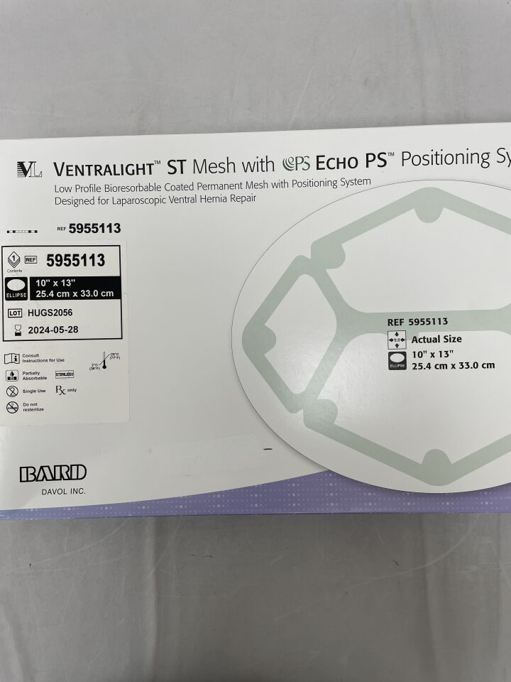 5955113 - BARD - Ventralight ST Mesh, Ellipse 10" x 13" w/Echo PS, (BX/1) - ( Expiry Date: 2024-05-28 )