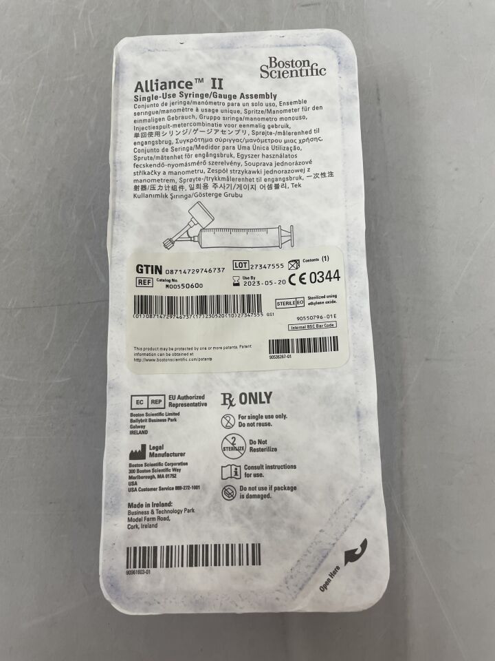 5060 - BOSTON SCIENTIFIC - Alliance II Single-Use Syringe Gauge Assembly, (EA) - ( Expiry Date: 2023-05-20 )