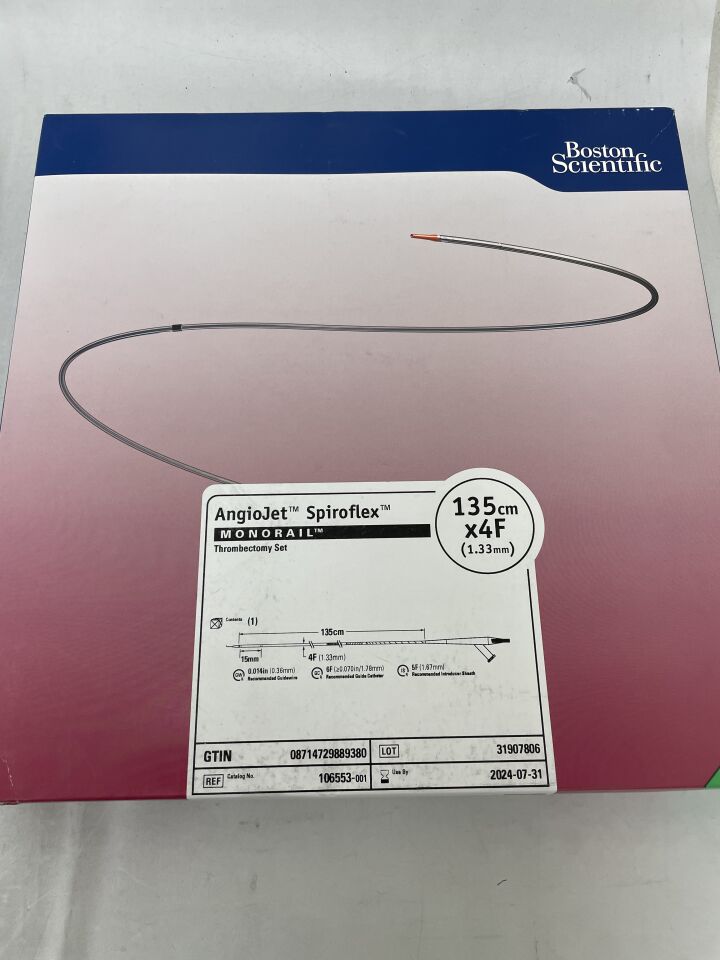 106553 - BOSTON SCIENTIFIC - AngioJet Spiroflex Thrombectomy Set - MONORAIL - 4Fr x 135cm, (BX/1) - ( Expiry Date: 2024-07-31 )