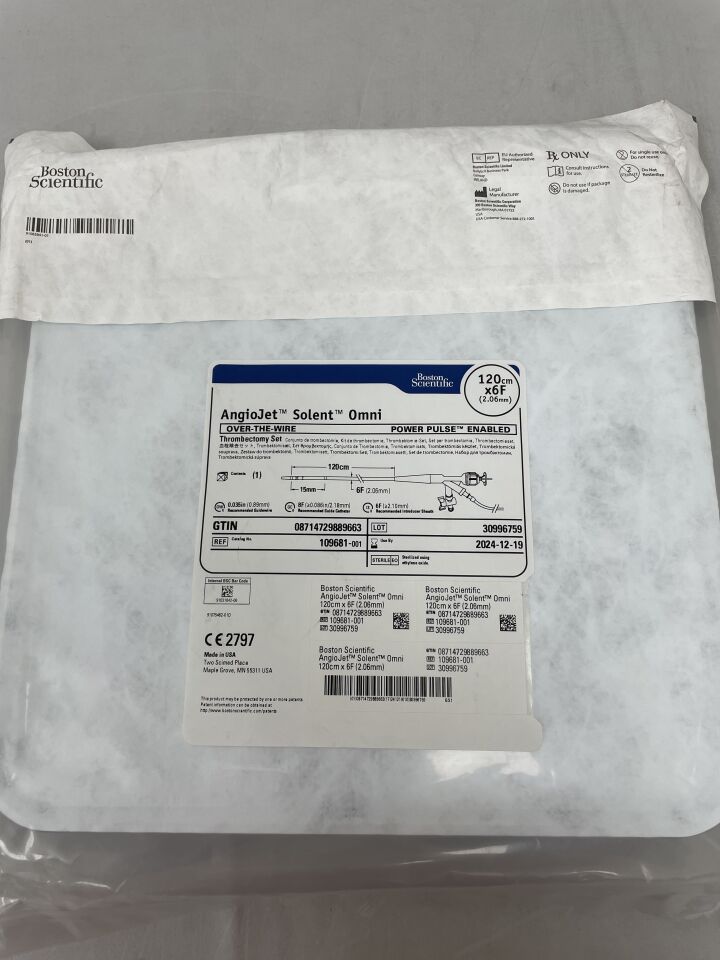 109681 - BOSTON SCIENTIFIC - AngioJet Solent Omni Thrombectomy Set - OTW - Power Pulse Enabled - 6Fr x 120cm, (EA) - ( Expiry Date: 2024-12-19 )