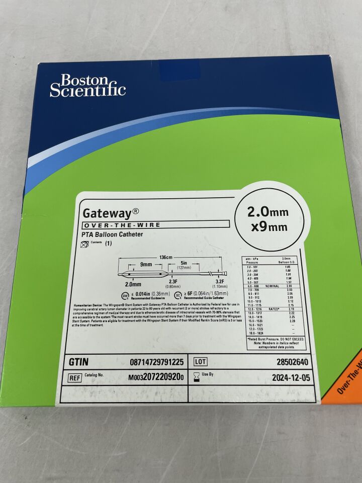 207220920 - BOSTON SCIENTIFIC - Gateway OTW PTA Balloon Catheter - 2.0mm x 9mm, (BX/1) - ( Expiry Date: 2024-12-05 )