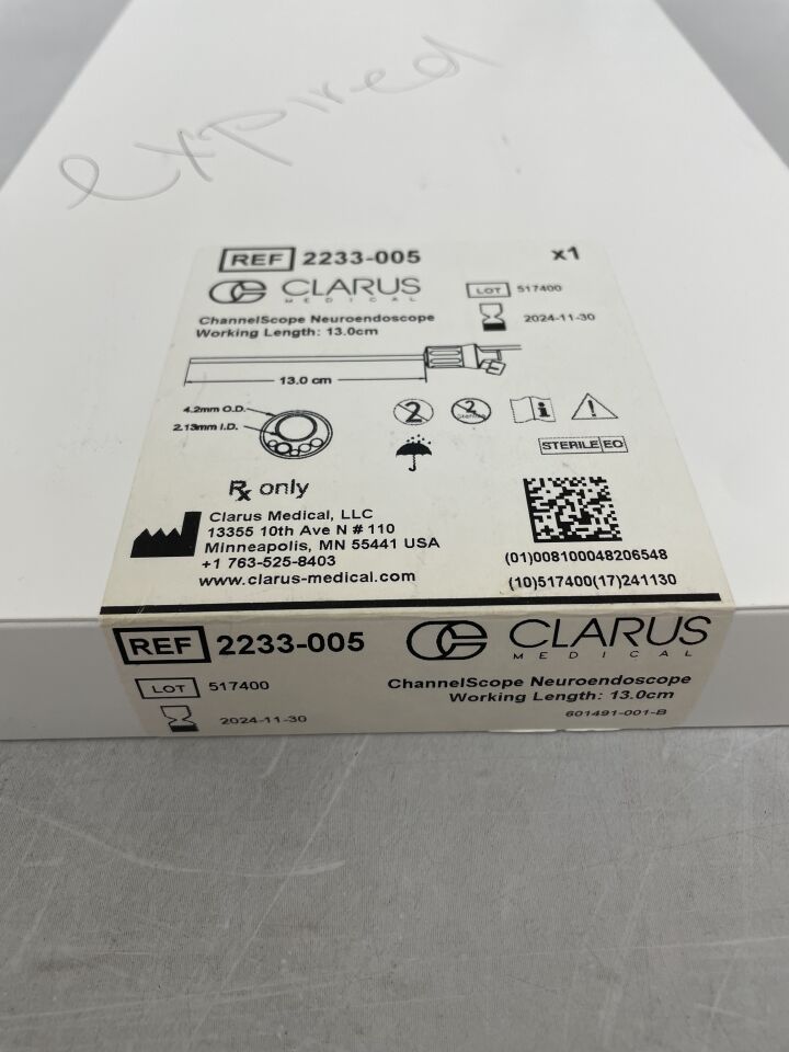 2233-005 - CLARUS MEDICAL - Channel Neuroendoscope High Resolution, 13cm, working channel diameter: 2.13mm, (BX/1) - ( Expiry Date: 2024-11-30 )