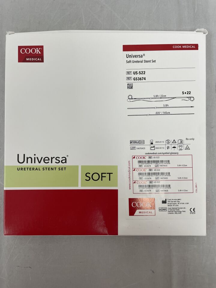 G53674 - COOK - Universa Soft Ureteral Stent Set, 5F x 22cm, (BX/1) - ( Expiry Date: 2025-01-13 )