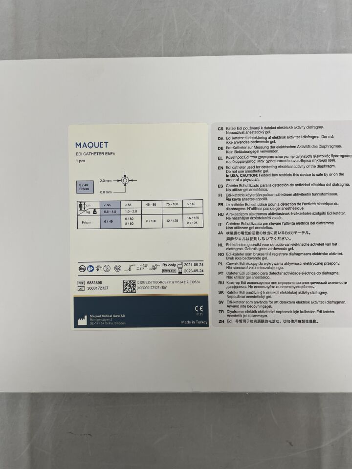 6883898 - MAQUET - EDI CATHETER ENFIT, 6Fr, () - ( Expiry Date: 2023-05-24 )