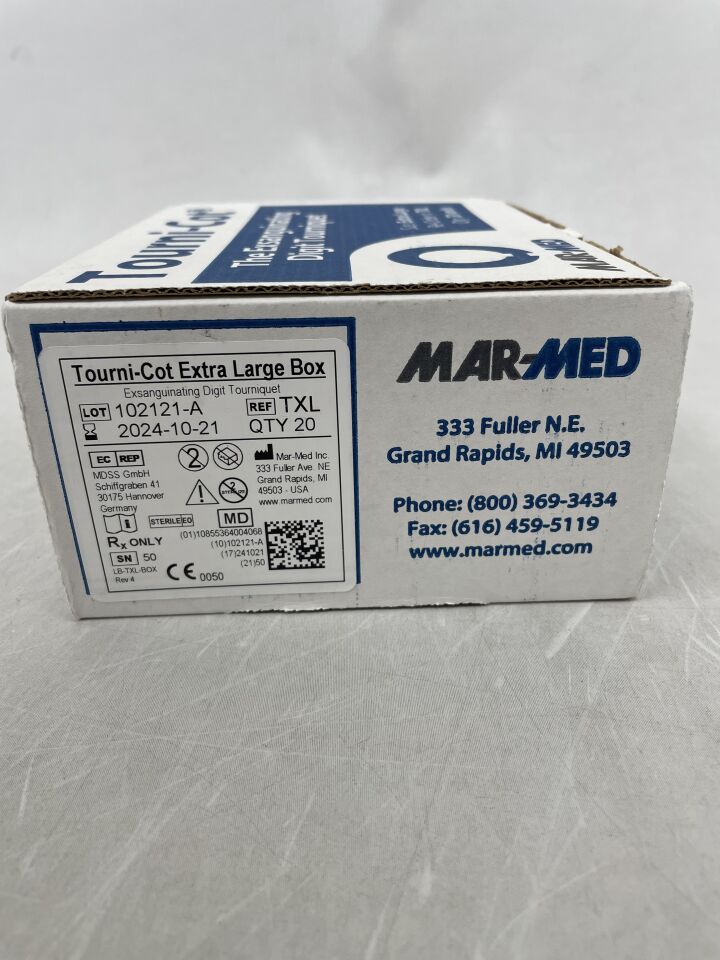 TXL - MAR-MED - TOURNI-COT Extra Large Box, Exsanguinating Digit Tourniquet, (BX/20) - ( Expiry Date: 2024-10-21 )