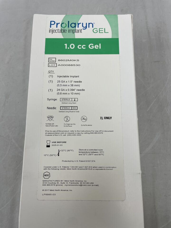 8602M0K5 - MERZ - Prolaryn Injectable Implant 1.0cc Gel, (BX/1) - ( Expiry Date: 2025-01-03 )