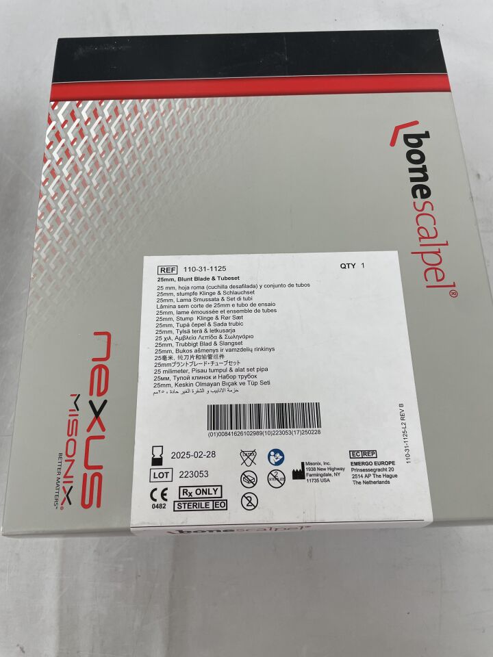 110-31-1125 - MISONIX - Nexus Bone Scalpel 25mm, Uni-lateral Serrated Blade & Tubeset, (BX/1) - ( Expiry Date: 2025-02-28 )