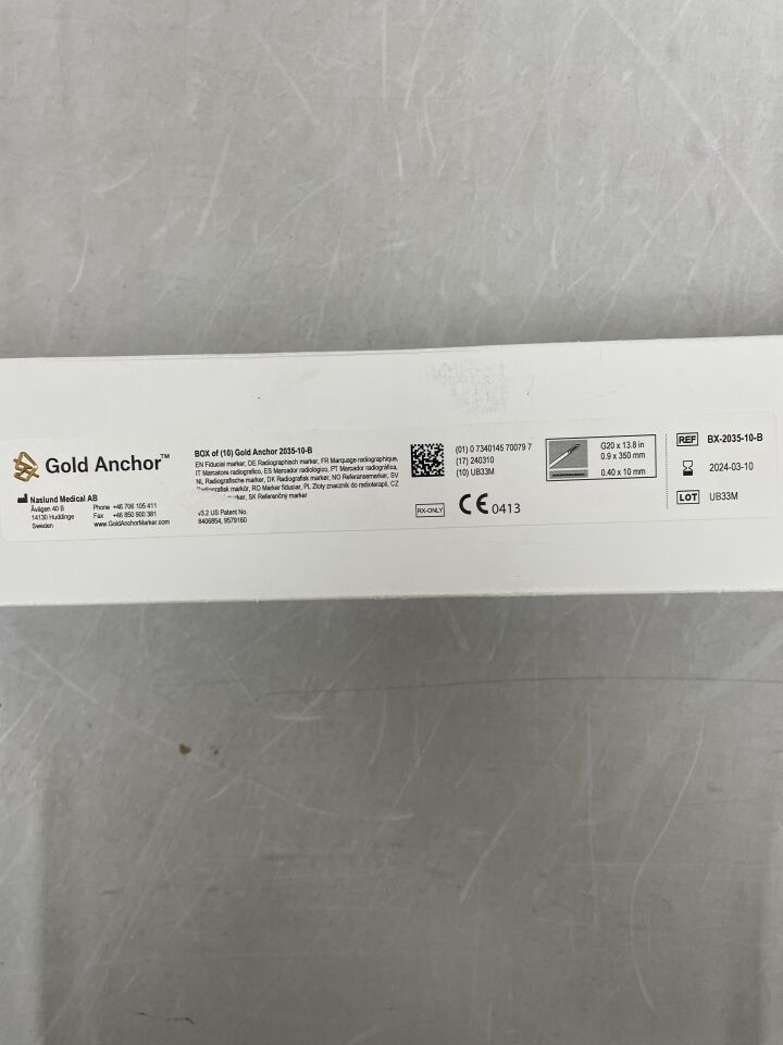 BX-2035-10-B - NASLUND MEDICAL - Gold Anchor 20G x 13.8", (BX/10) - ( Expiry Date: 2024-03-10 )