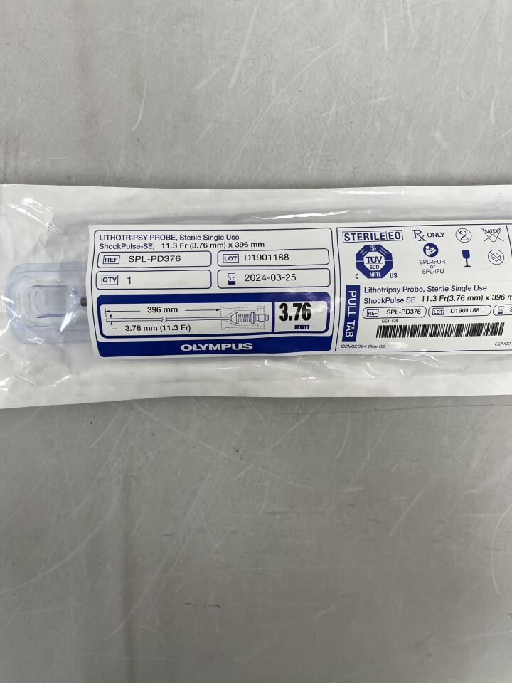 SPL-PD376 - OLYMPUS - ShockPulse Single-Use Lithotripsy Probe, Silver, 3.15 ID x 3.76 OD, 396 mm Working Length, (EA) - ( Expiry Date: 2024-03-25 )