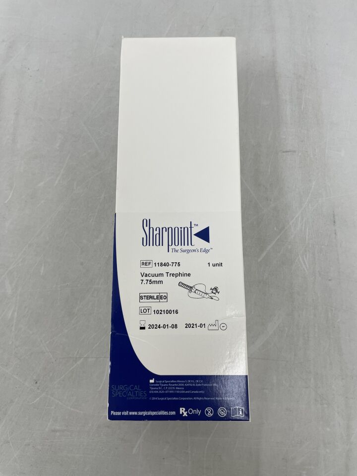 11840-775 - SURGICAL SPECIALTIES - Sharpoint Vacuum Trephine, 7.75mm, (BX/1) - ( Expiry Date: 2024-01-08 )