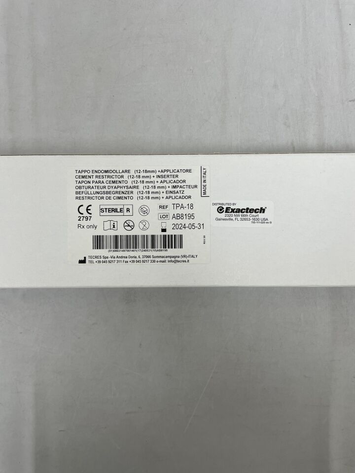 TPA-18 - TECRES - Cement Restrictor 12-18mm, with Inserter, (BX/1) - ( Expiry Date: 2024-11-30 )