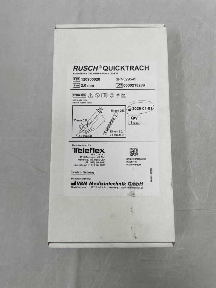 120900020 - TELEFLEX - Rusch QuickTrach Emergency Cricothyrotomy Device, 2.0mm, (BX/1) - ( Expiry Date: 2025-01-01 )