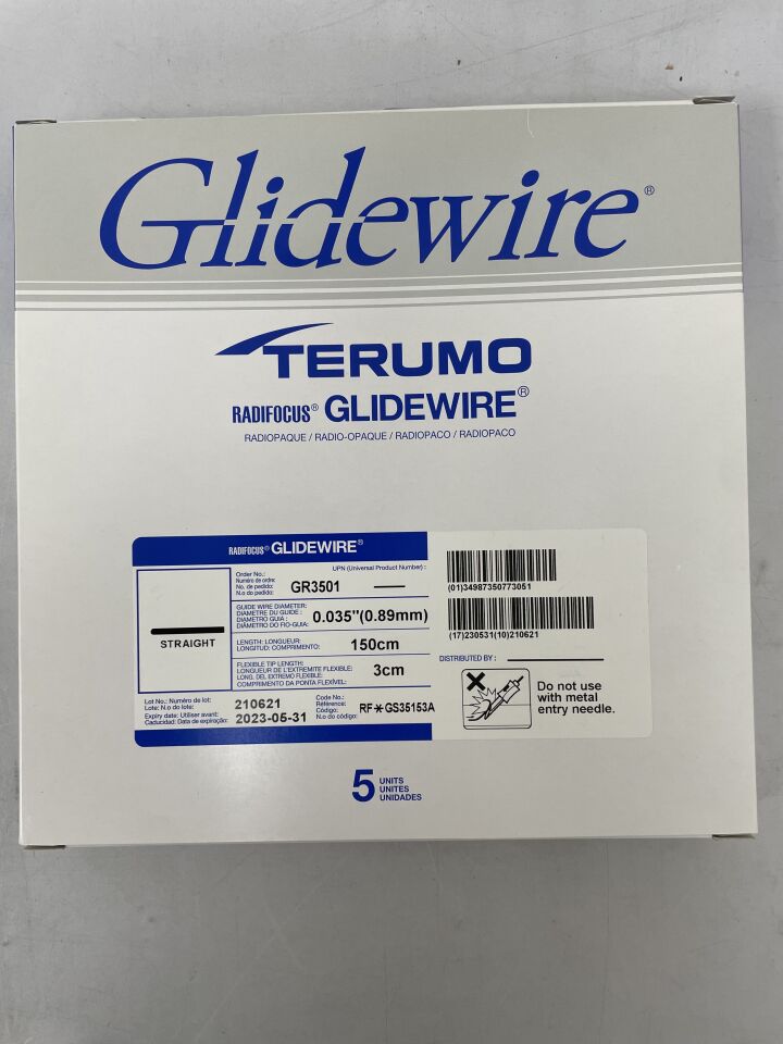 GR3501 - TERUMO - Radifocus Glidewire - Straight - .035" x 150cm x 3cm
, (BX/5) - ( Expiry Date: 2023-05-31 )