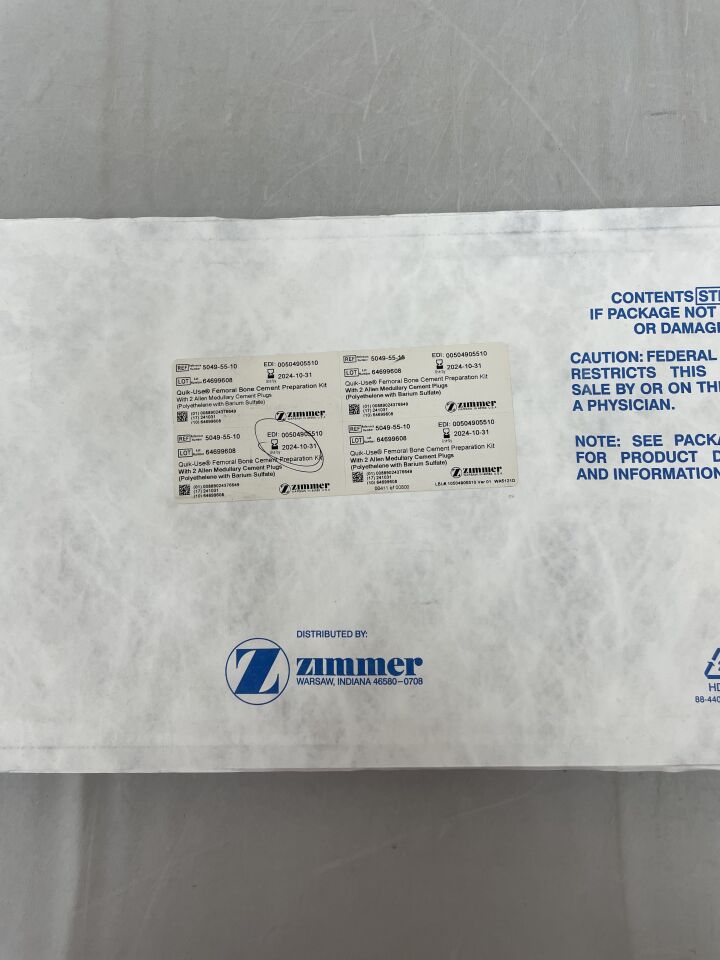 5049-55-10 - ZIMMER - Quick Use Femoral Bone Cement Preparation Kit, (EA) - ( Expiry Date: 2024-10-31 )