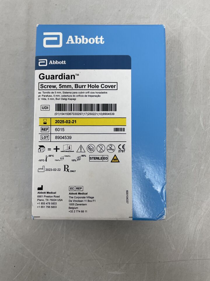 6015 - ABBOTT - Guardian Screw,5mm,Burr Hole Cover, (BX/5) - ( Expiry Date: 2025-02-21 )