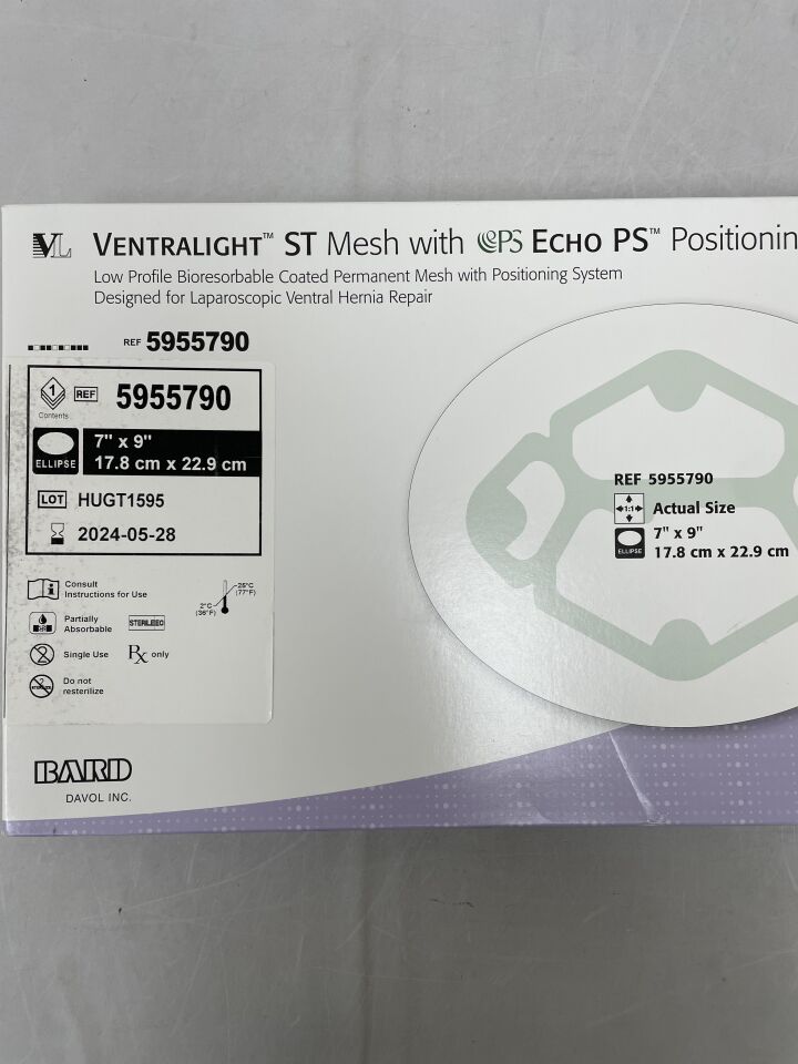5955790 - BARD - Ventralight ST Mesh, Ellipse 7" x 9" w/Echo PS, (BX/1) - ( Expiry Date: 2024-05-28 )