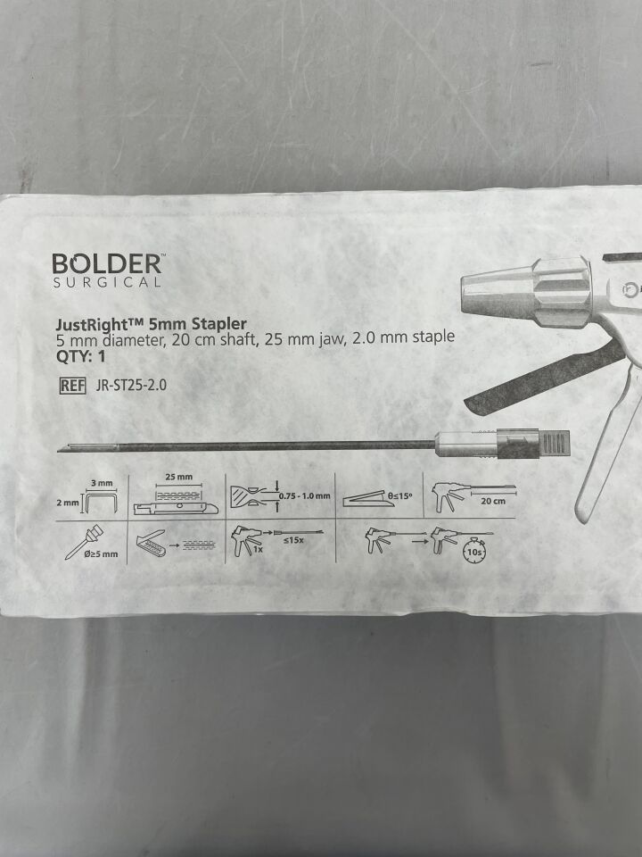 JR-ST25-2.0 - BOLDER SURGICAL - JustRight 5mm Stapler, 25mm Jaw, 2.0 Staple, 20cm Shaft, (EA) - ( Expiry Date: 2025-04-07 )