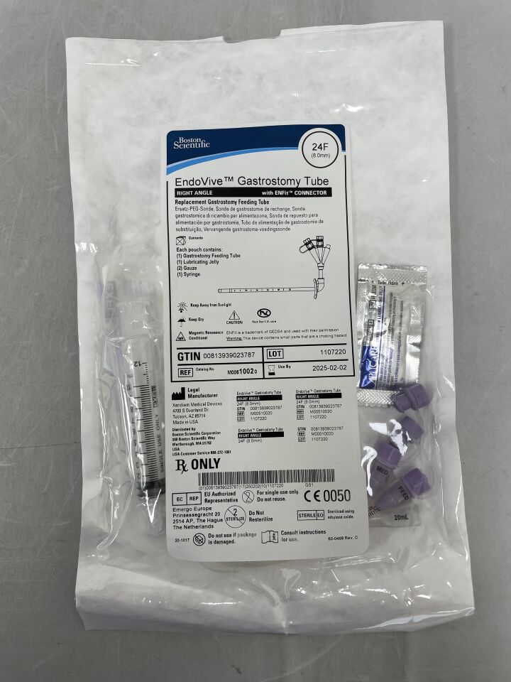 1002 - BOSTON SCIENTIFIC - EndoVive Gastrostomy Tube, Right Angle, with ENFit Connector, (EA) - ( Expiry Date: 2025-02-02 )