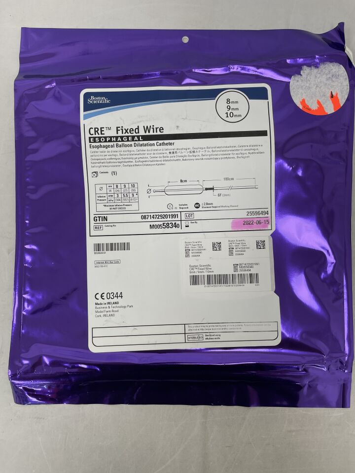 5834 - BOSTON SCIENTIFIC - CRE Fixed Wire Balloon Dilatation Catheter - Esophageal - 8mm x 9mm x 10mm, (EA) - ( Expiry Date: 2022-06-15 )