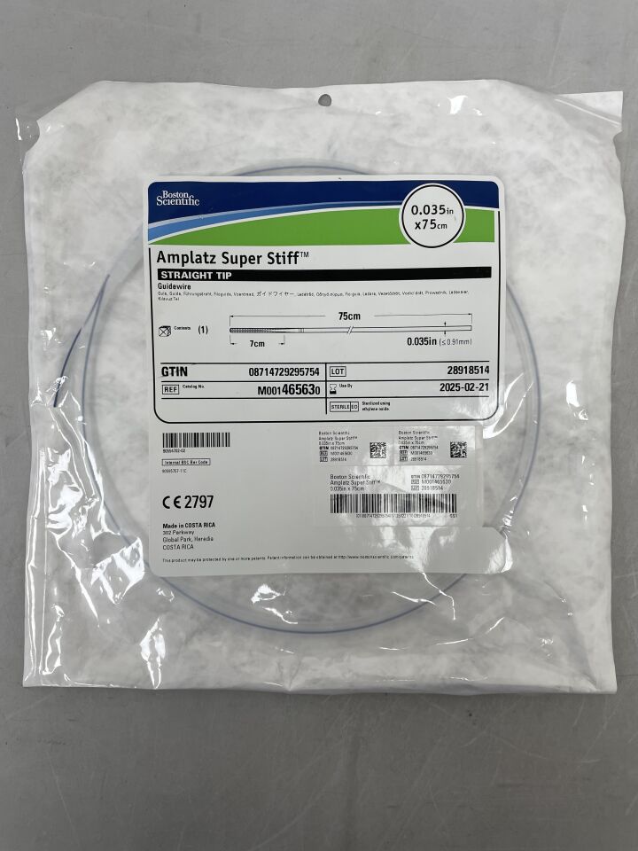 46563 - BOSTON SCIENTIFIC - Amplatz Super Stiff Guidewire - Straight Tip - .035" x 75cm, (EA) - ( Expiry Date: 2025-02-21 )