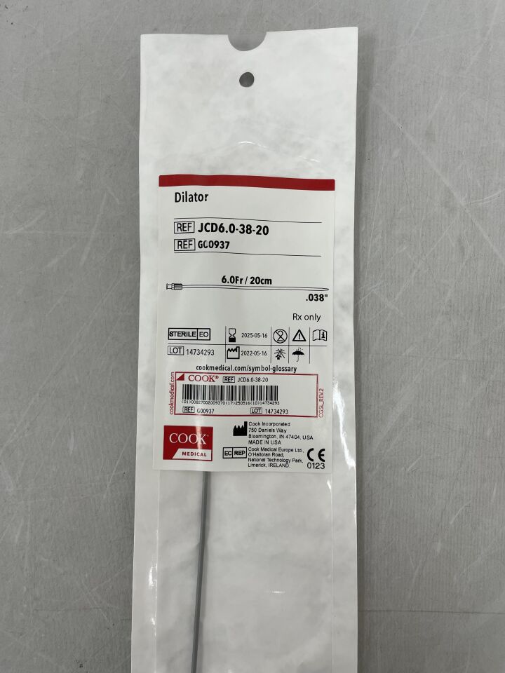 G00937 - COOK - standard dilator 6f x 20cm, 0.038", (EA) - ( Expiry Date: 2025-05-16 )