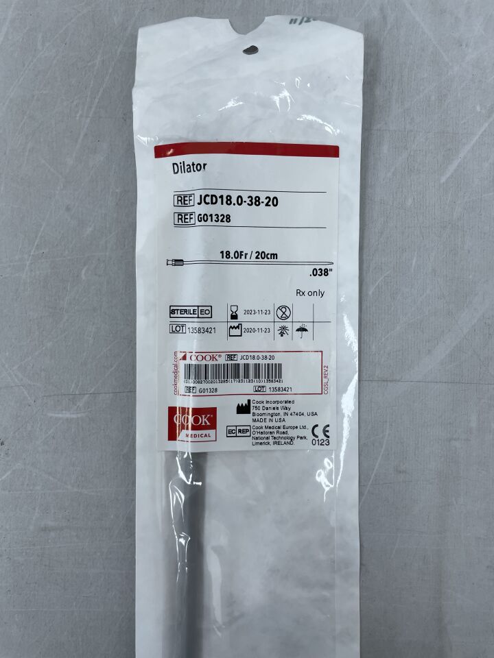 G01328 - COOK - Standard Dilator, 18 Fr x 20 cm Length, (EA) - ( Expiry Date: 2023-11-23 )