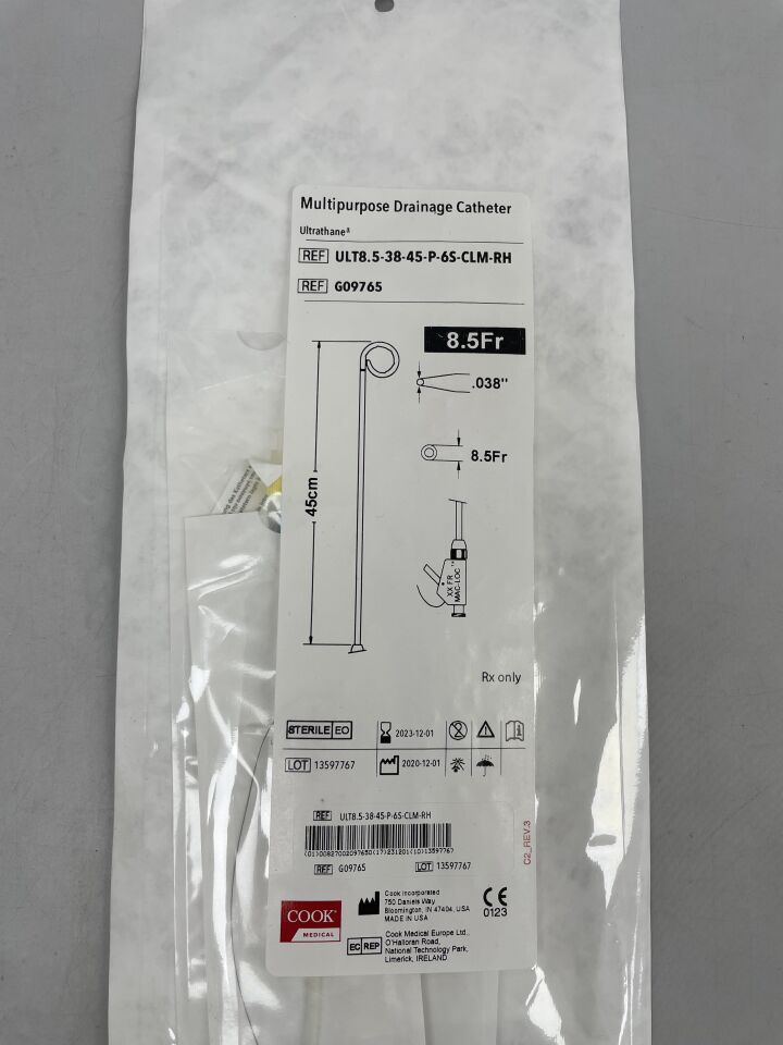 G09765 - COOK - mac-loc multipurpose drainage catheter 8.5f x 45cm, (EA) - ( Expiry Date: 2025-02-15 )