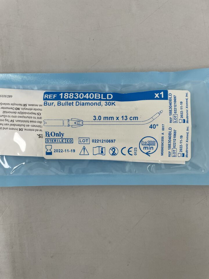 1883040BLD - MEDTRONIC - 30K Bullet Diamond Bur, 3mm x 13cm, 40°, (EA) - ( Expiry Date: 2024-01-19 )