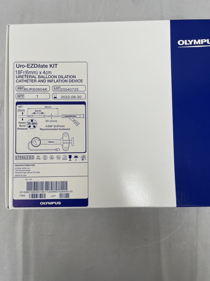 BURS0604K - OLYMPUS -  Uro-EZDilate Ureteral Balloon Dilation Catheter Kit w/Inflation Device 18F (6mm) x 4cm, () - ( Expiry Date: 2022-09-30 )