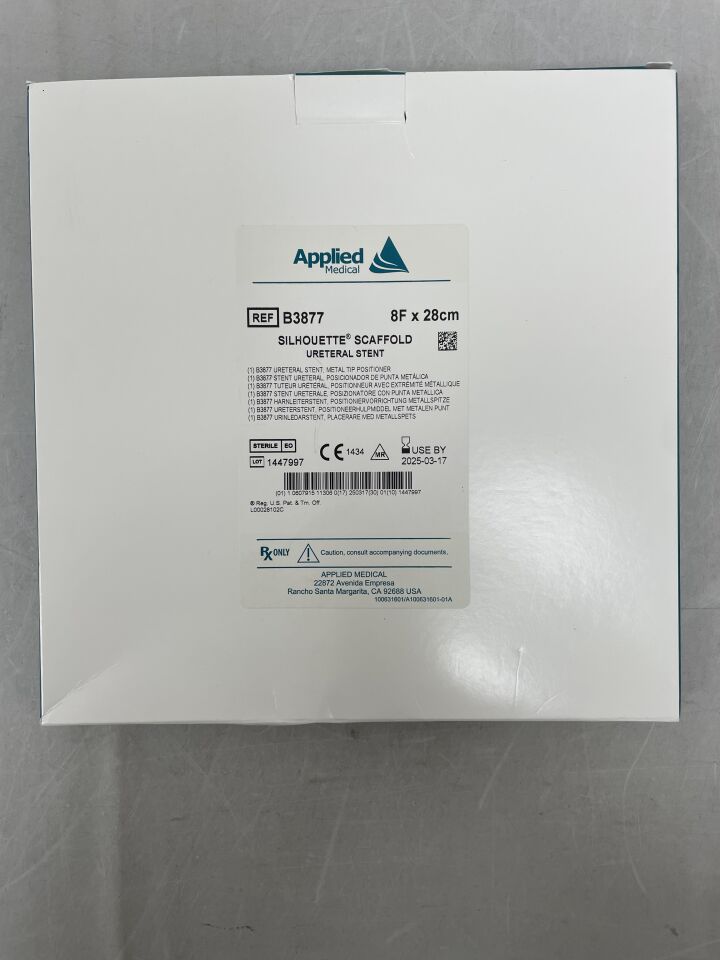 B3877 - APPLIED MEDICAL RESOURCES - Silhouette Scaffold Ureteral Stent: 8F x 28cm, (BX/1)